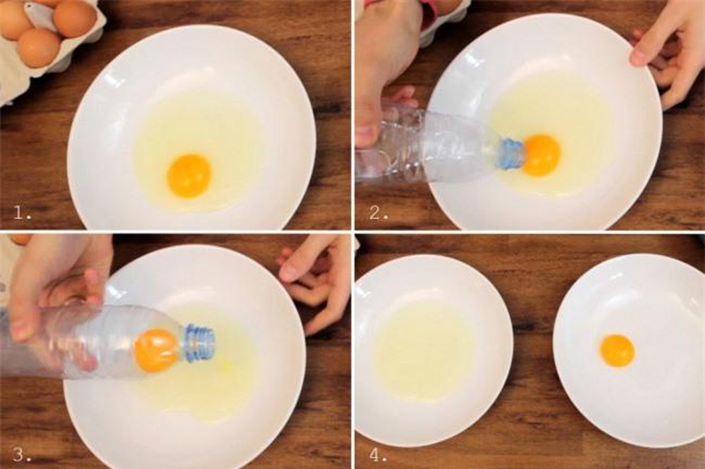 Sử dụng chai nhựa làm vật dụng tách lòng đỏ trứng